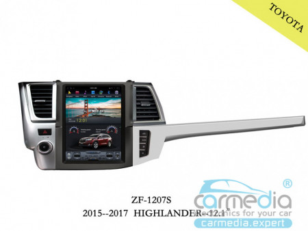 Головное устройство Toyota Highlander 2014+ U50 (поддерживает JBL и заводскую камеру) CARMEDIA ZF-1207-DSP-X6-64 Tesla-Style