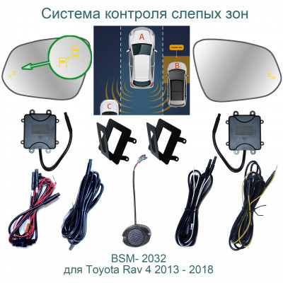 Система контроля слепых зон Roximo BSM-2032 для Toyota RAV4 2013-2018