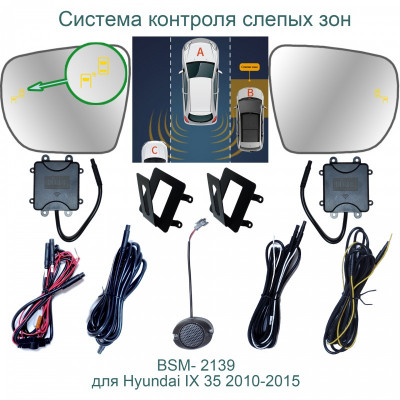 Система контроля слепых зон Roximo BSM-2139 для Hyundai ix35 2010-2015