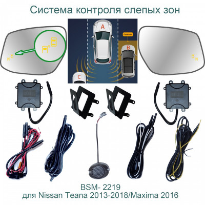 Система контроля слепых зон Roximo BSM-2219 для Nissan Teana 2013-2018